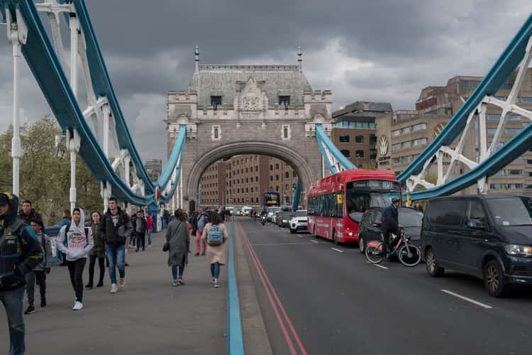 Traffic on the Tower Bridge, London