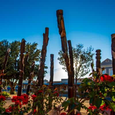 Aboriginal Poles, artwork in Argent Street, Broken Hill NSW, Australia