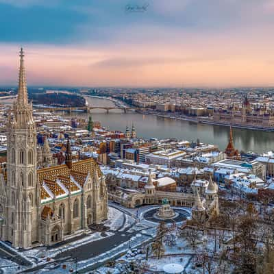 Aerial photo about a famous part of Budapest, Hungary