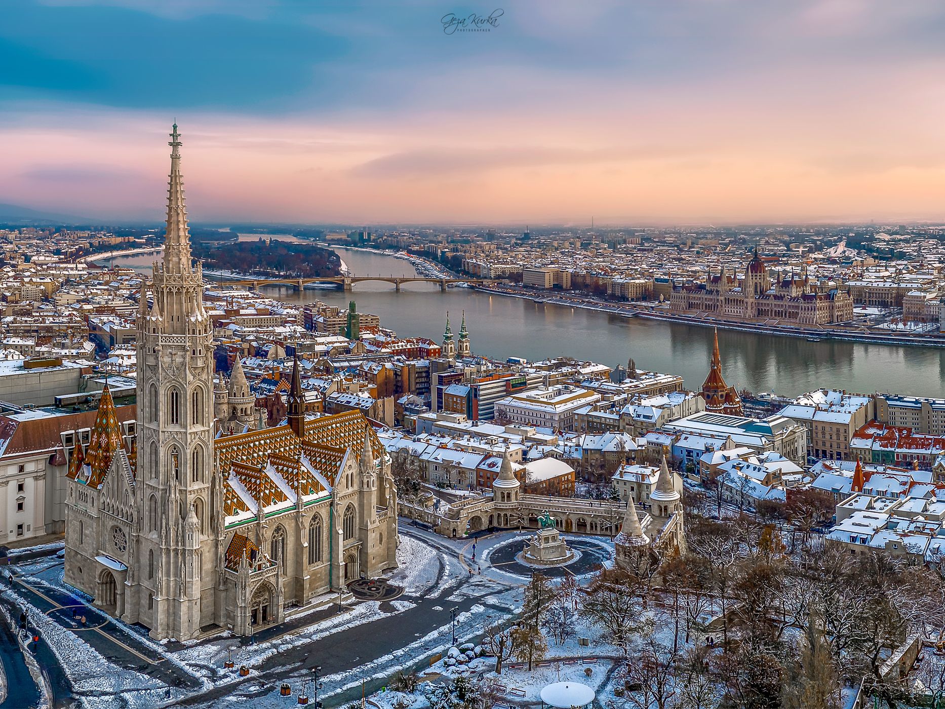 Aerial photo about a famous part of Budapest, Hungary