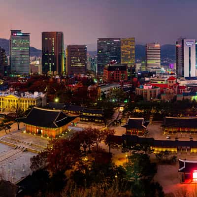 blue hour over Seoul, South Korea