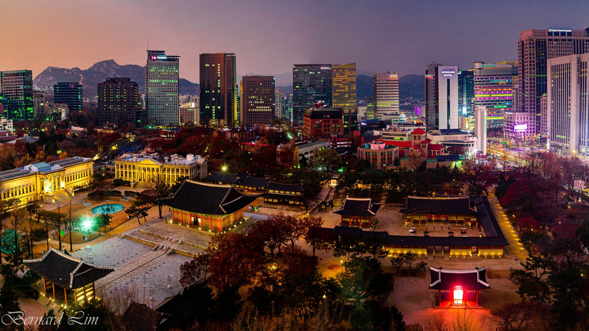 blue hour over Seoul, South Korea