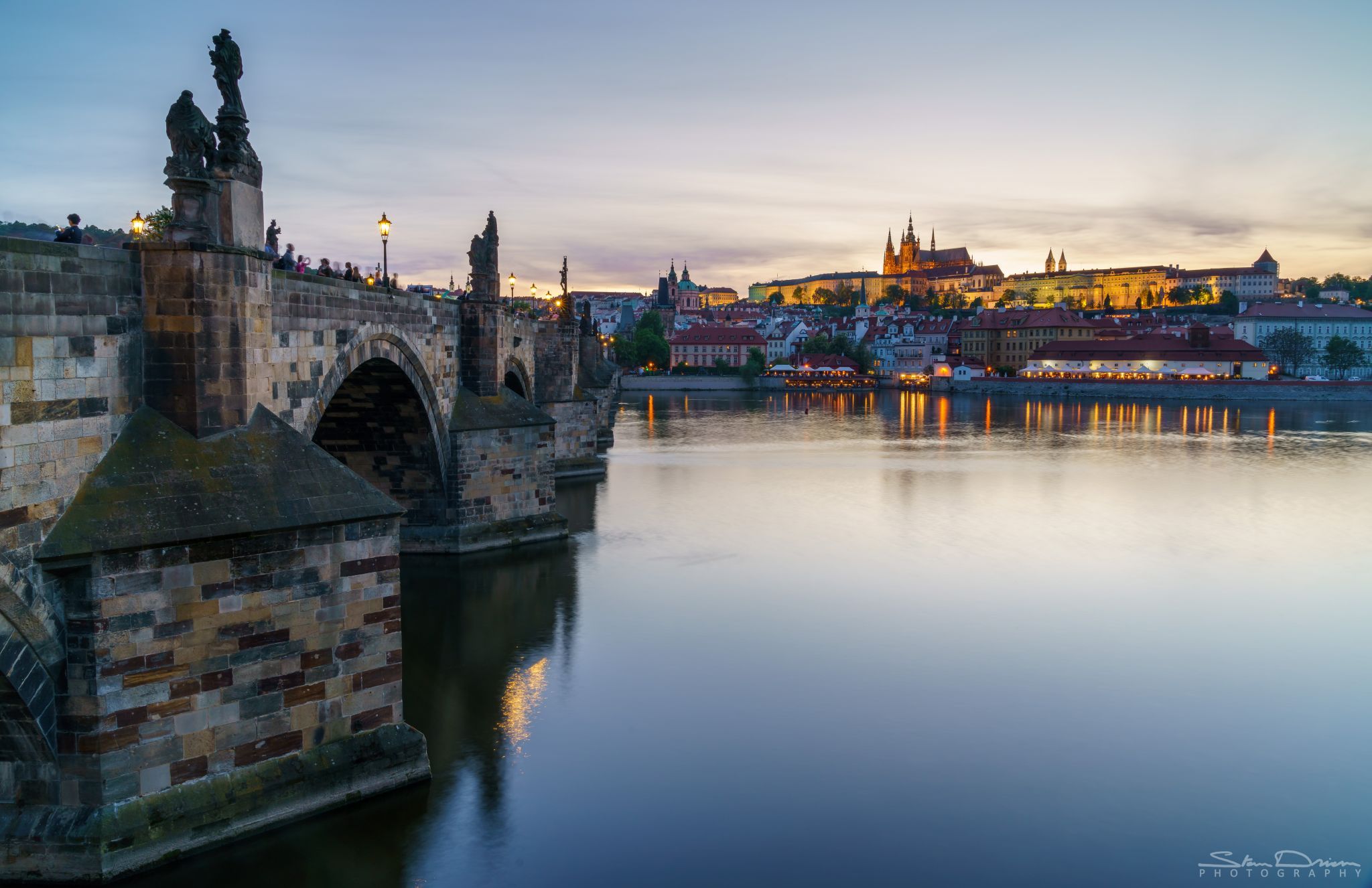 Charles Bridge and Old Town Panorama over the river, Czech Republic