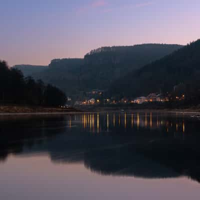 Dolní Žleb winter sunset, Czech Republic