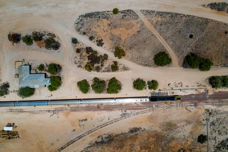 Indian Pacific from above Cook, South Australia