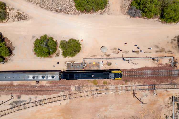 Indian Pacific from above Cook, South Australia