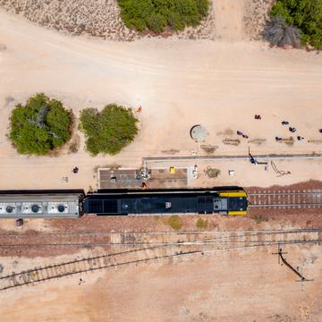 Indian Pacific from above Cook, South Australia, Australia
