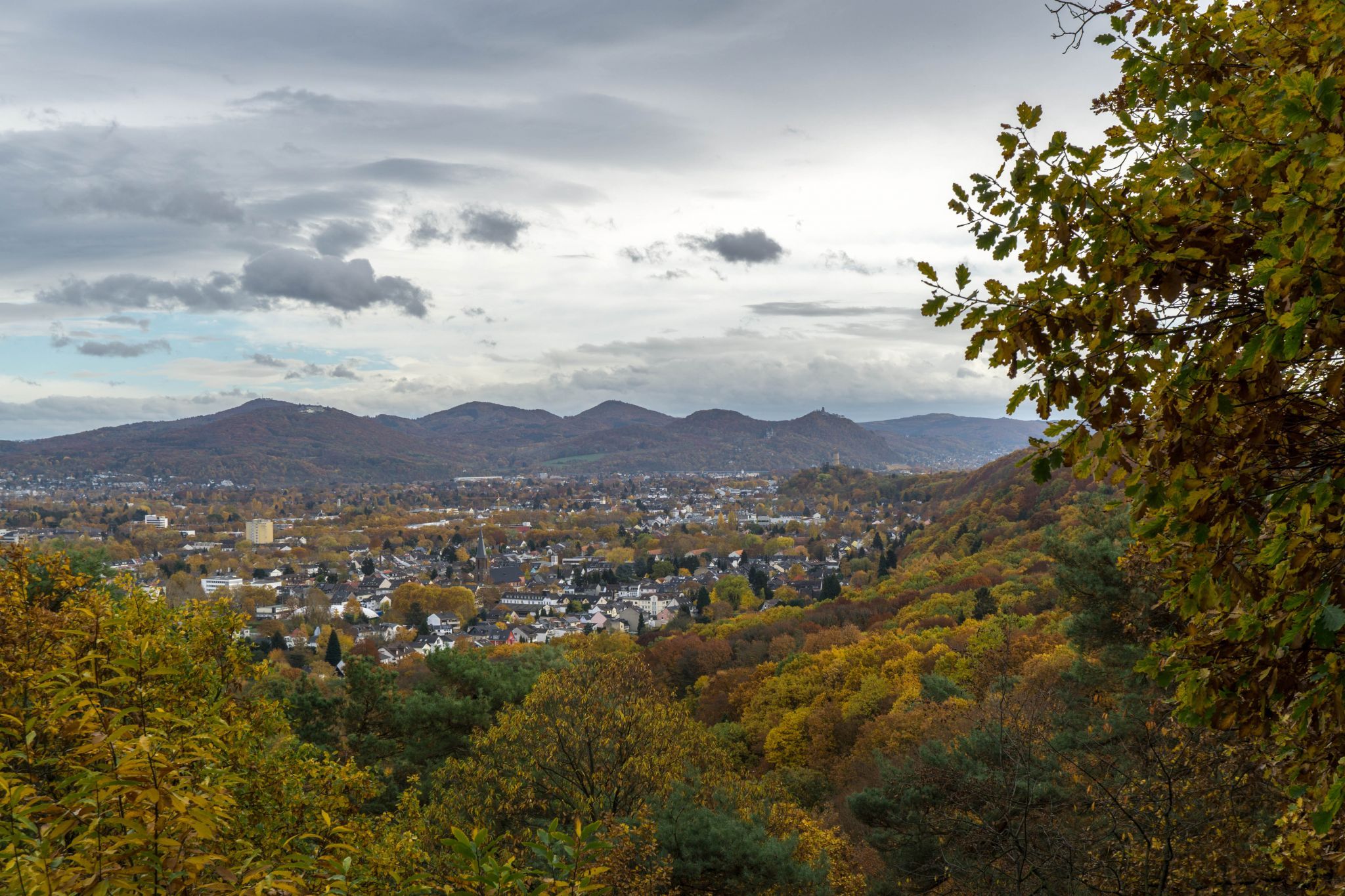 View over Siebengebirge from Jugendkreuz, Germany