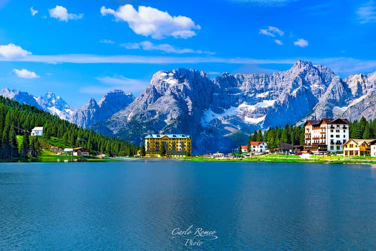 Hotel at Lake Misurina, Dolomites