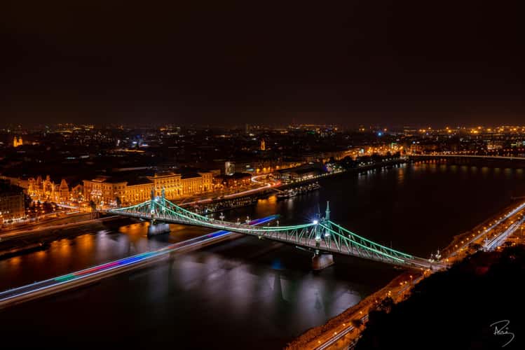 Liberty Bridge and Corvinus University, Budapest