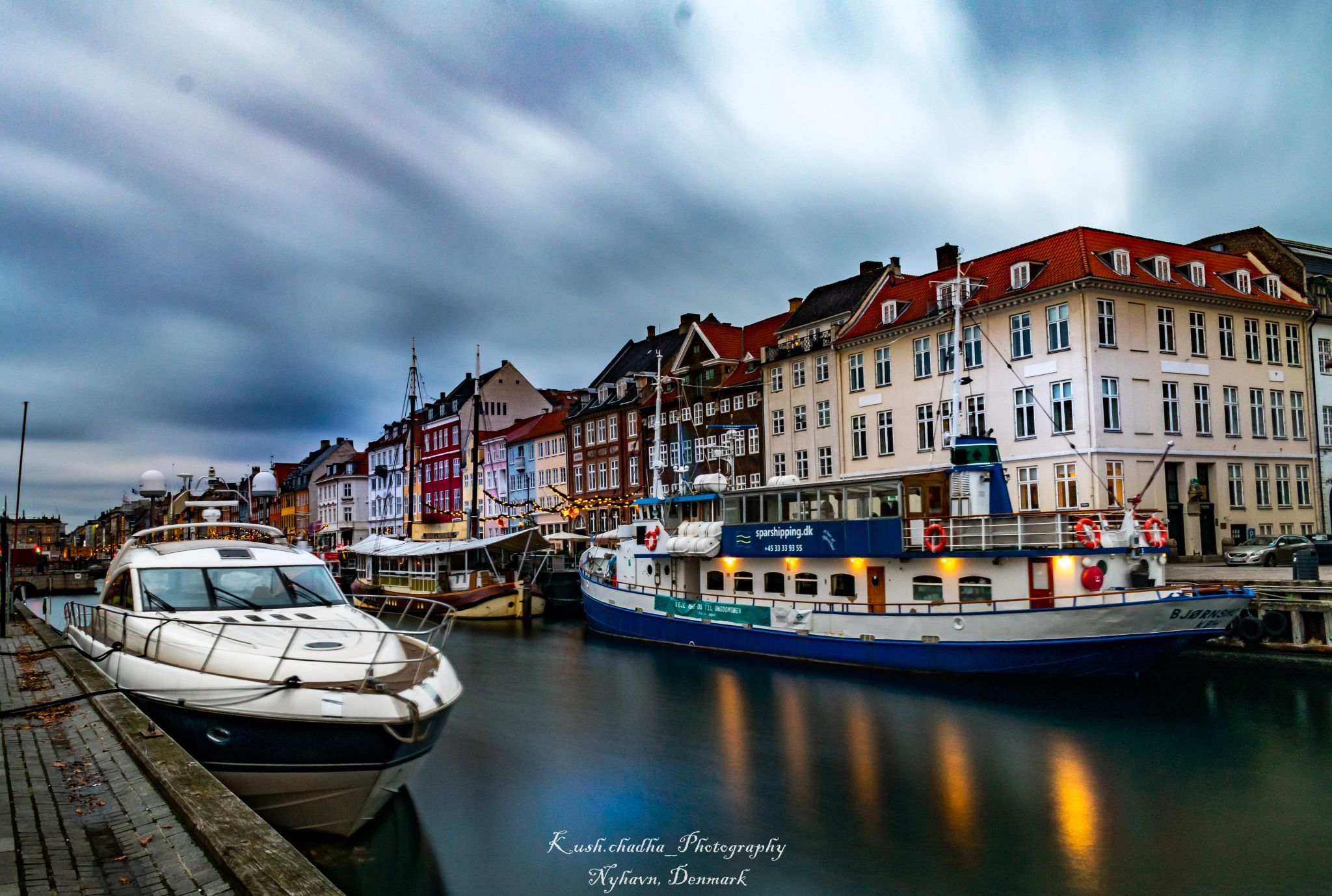 Sunset in Nyhaven, Copenhagen, Denmark