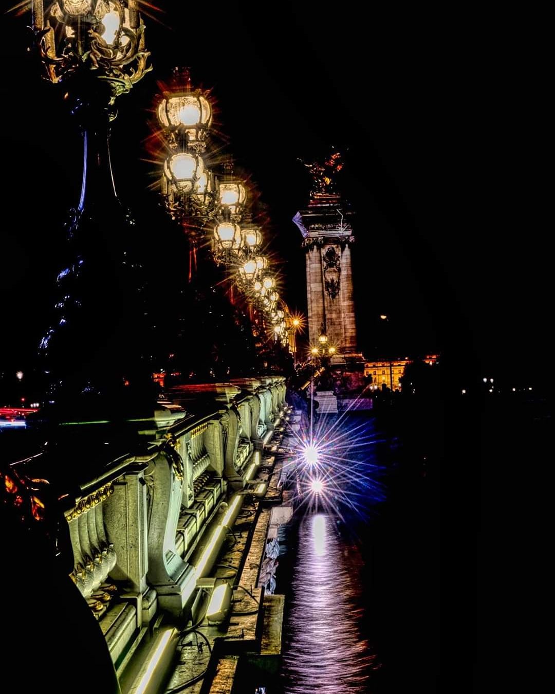 Paris at Night from Pont Alexandre III, France