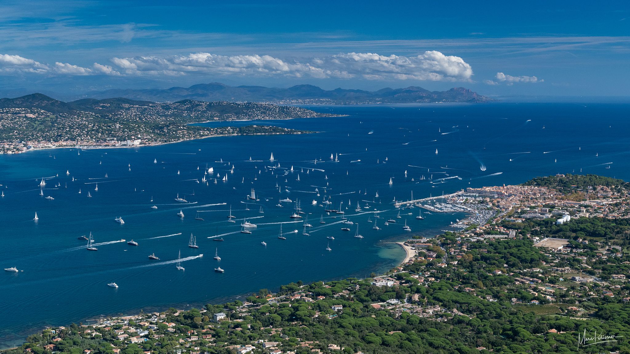 St tropez bay from above, France