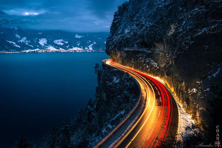 Mountain Road at the Lake Thun
