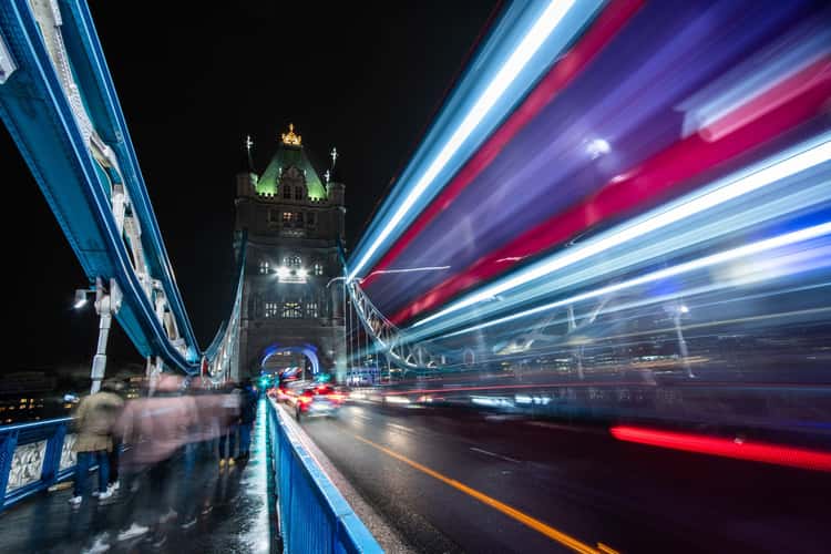 Traffic on the Tower Bridge, London