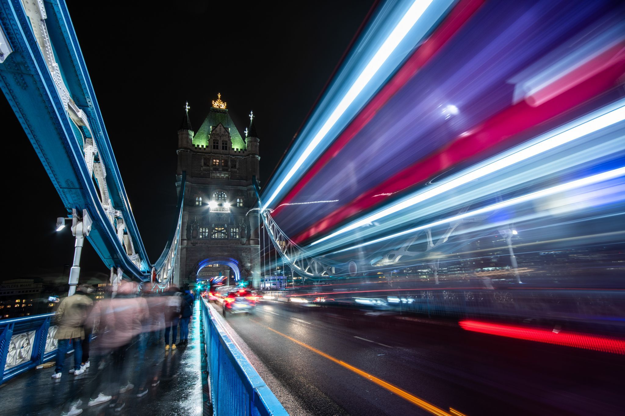 Traffic on the Tower Bridge, London, United Kingdom