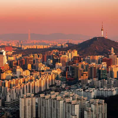 View over Seoul from Ansan Mountain, South Korea