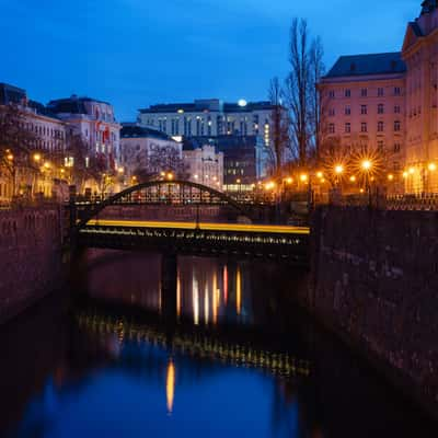 Donaukanal and Zollamtssteg from Bridge on Uraniastrasse, Austria