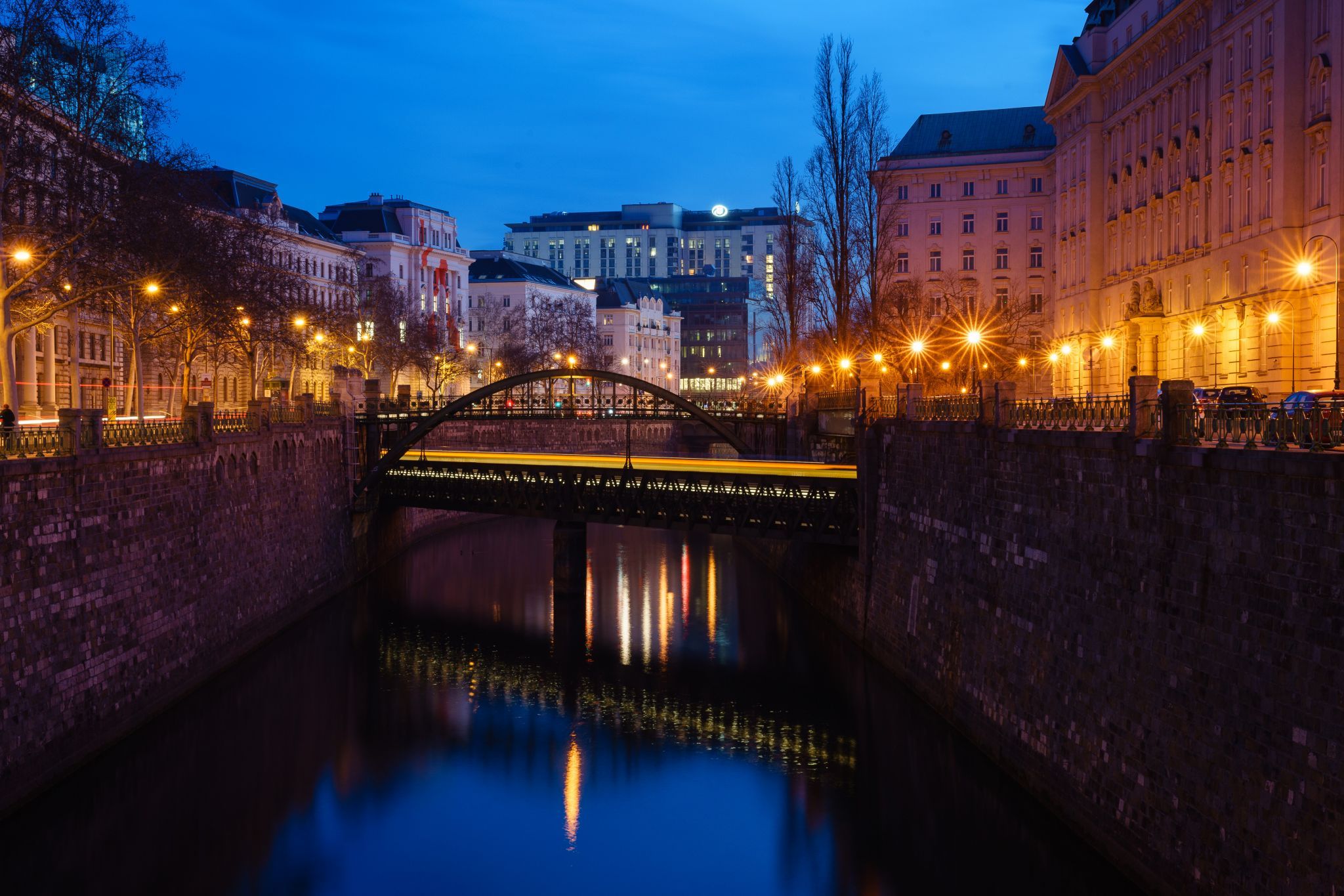 Donaukanal and Zollamtssteg from Bridge on Uraniastrasse, Austria