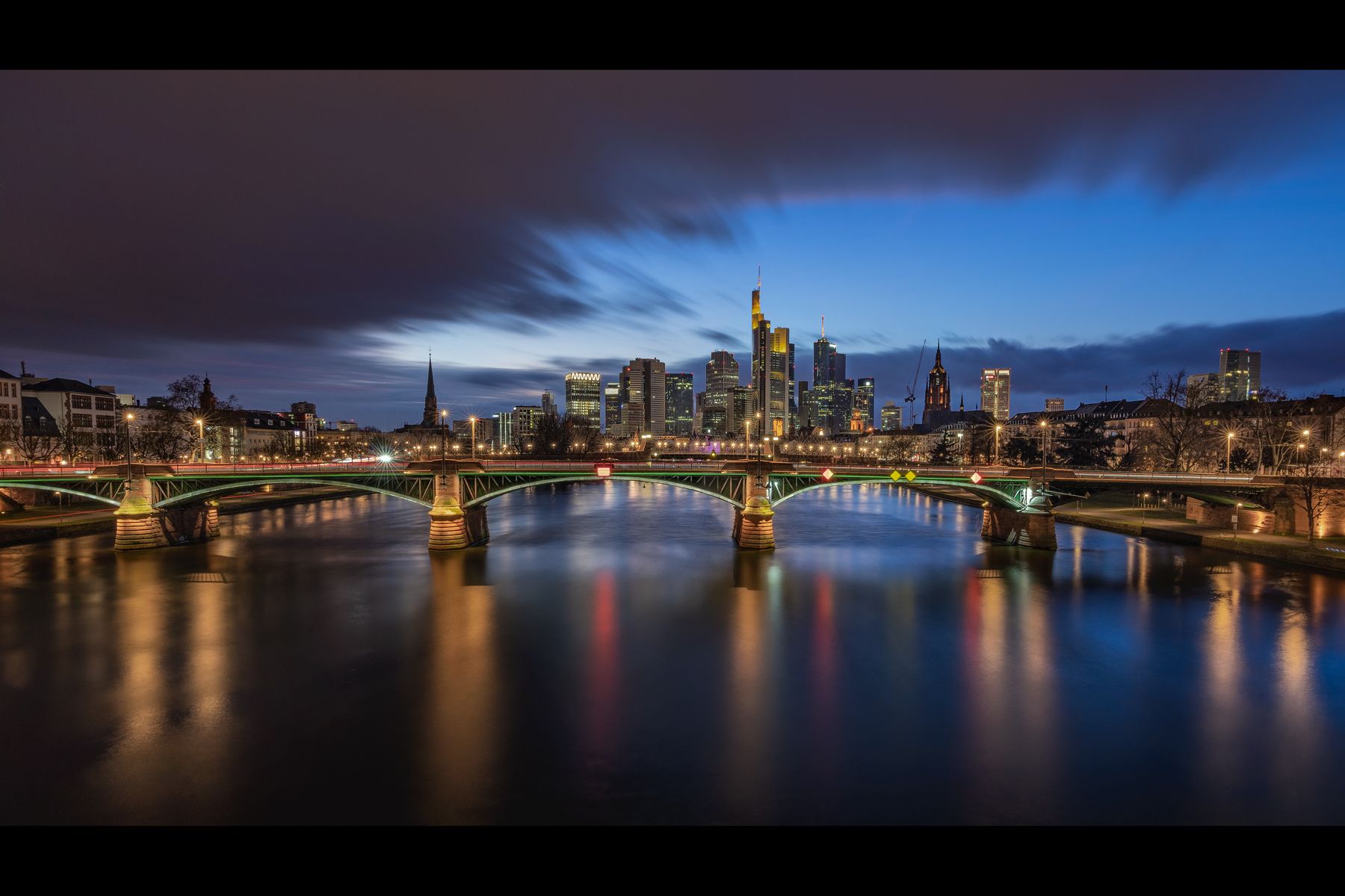 View from the Flößerbrücke, Frankfurt am Main, Germany