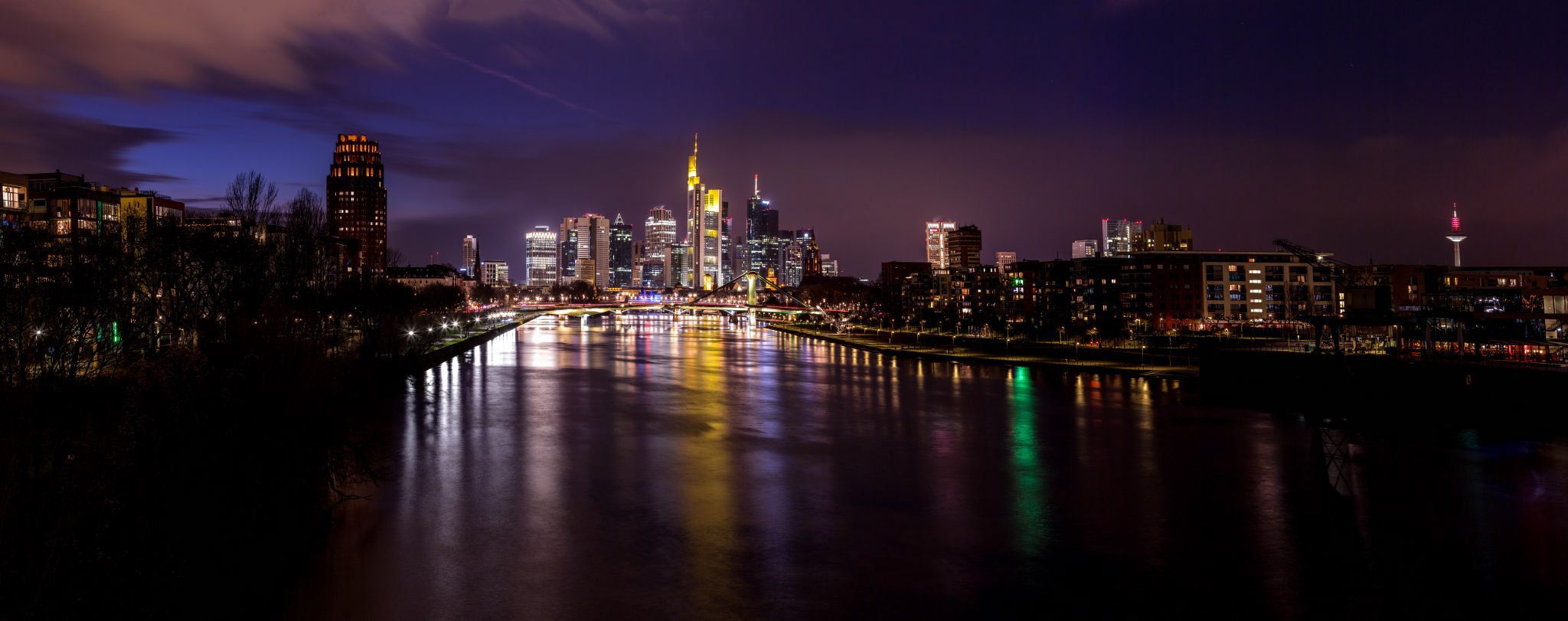 View from “Deutschherrenbridge“, Frankfurt am Main, Germany