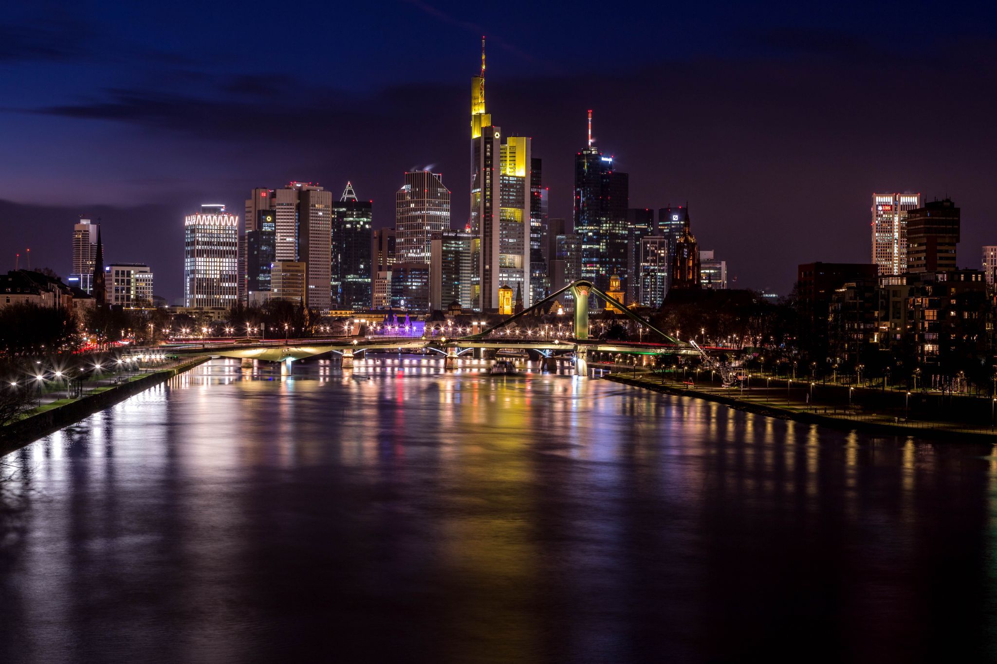 View from “Deutschherrenbridge“, Frankfurt am Main, Germany