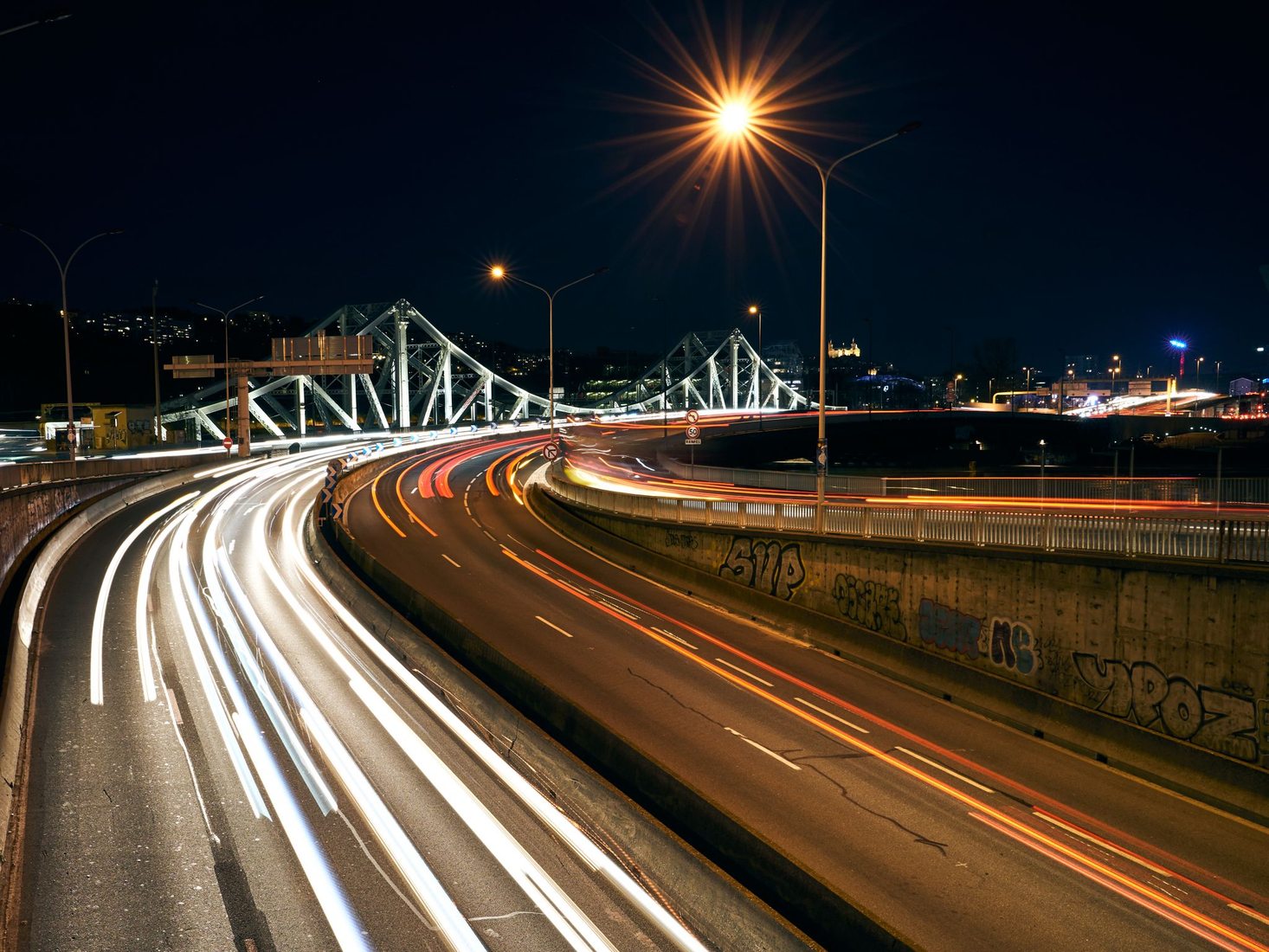 Highway A7 at confluence, France