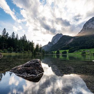 Lake Hintersee and mountains view at Ramsau, Berchtesgaden, Germany