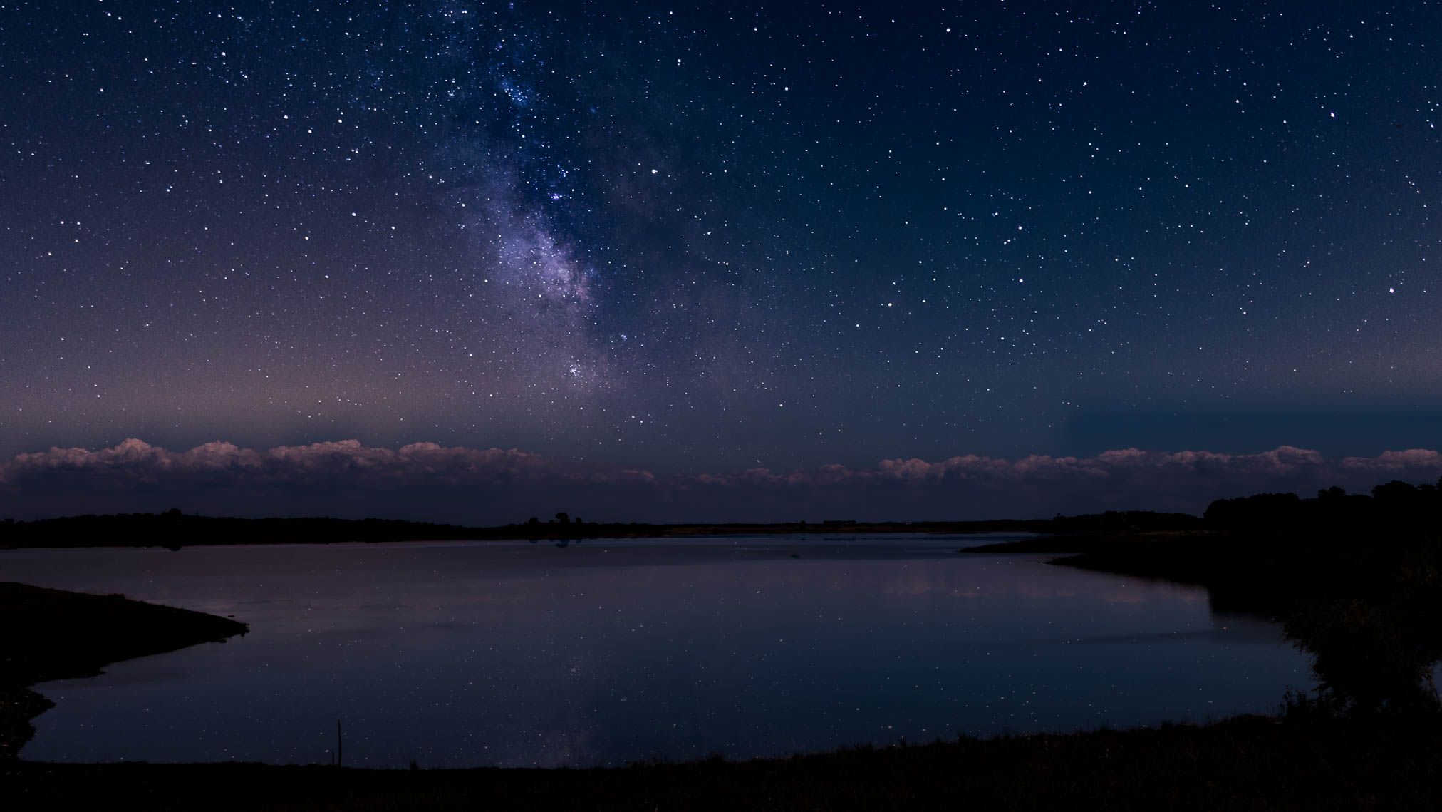 Lake at nighttime, Portugal
