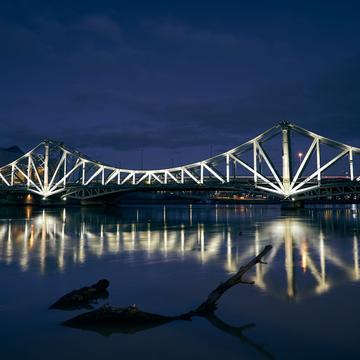Illuminated railway bridge, France