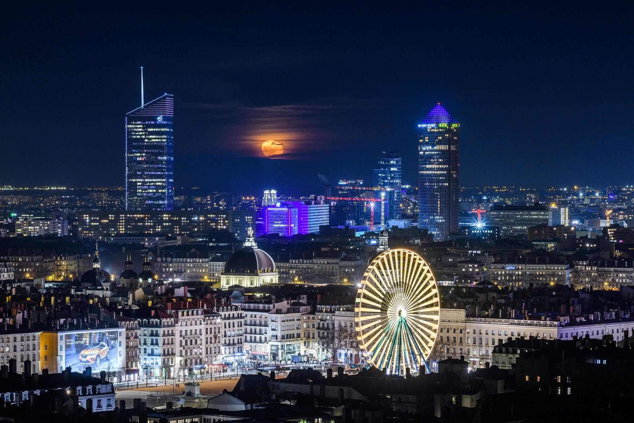 MoonRise On Lyon, France