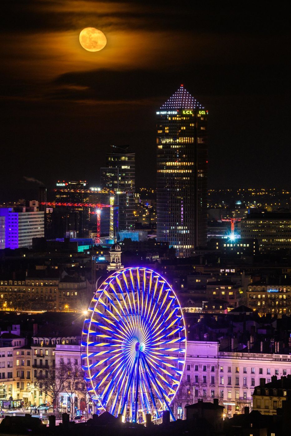MoonRise On Lyon, France