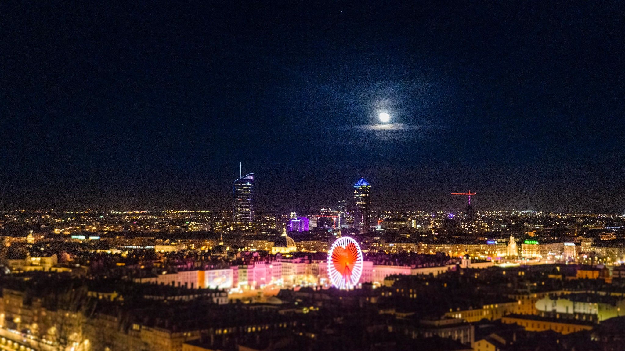 MoonRise On Lyon, France