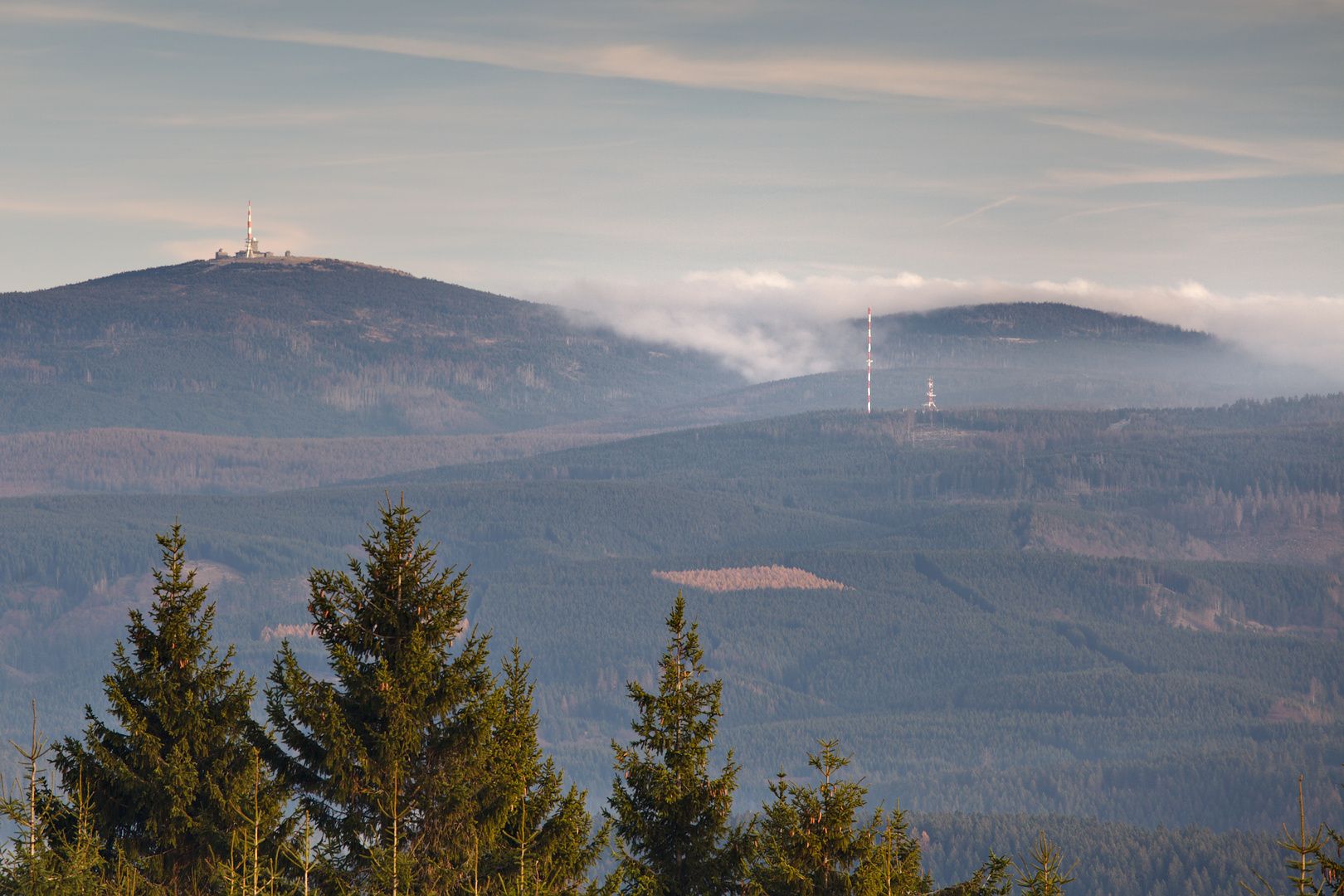 View from Schalke towards Brocken, Torfhaus and Wurmberg, Germany