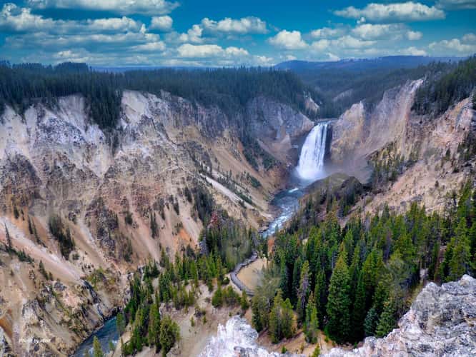 View of the Lower Falls in the Grand Canyon,Yellowstone National Park