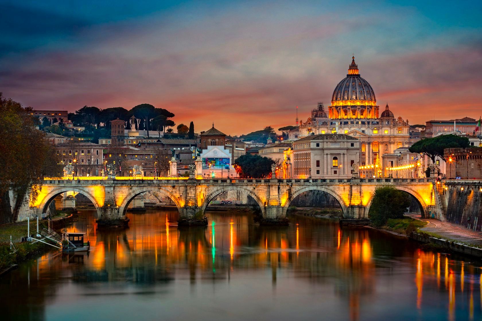 Basilica di San Pietro from Ponte Umberto I, Italy