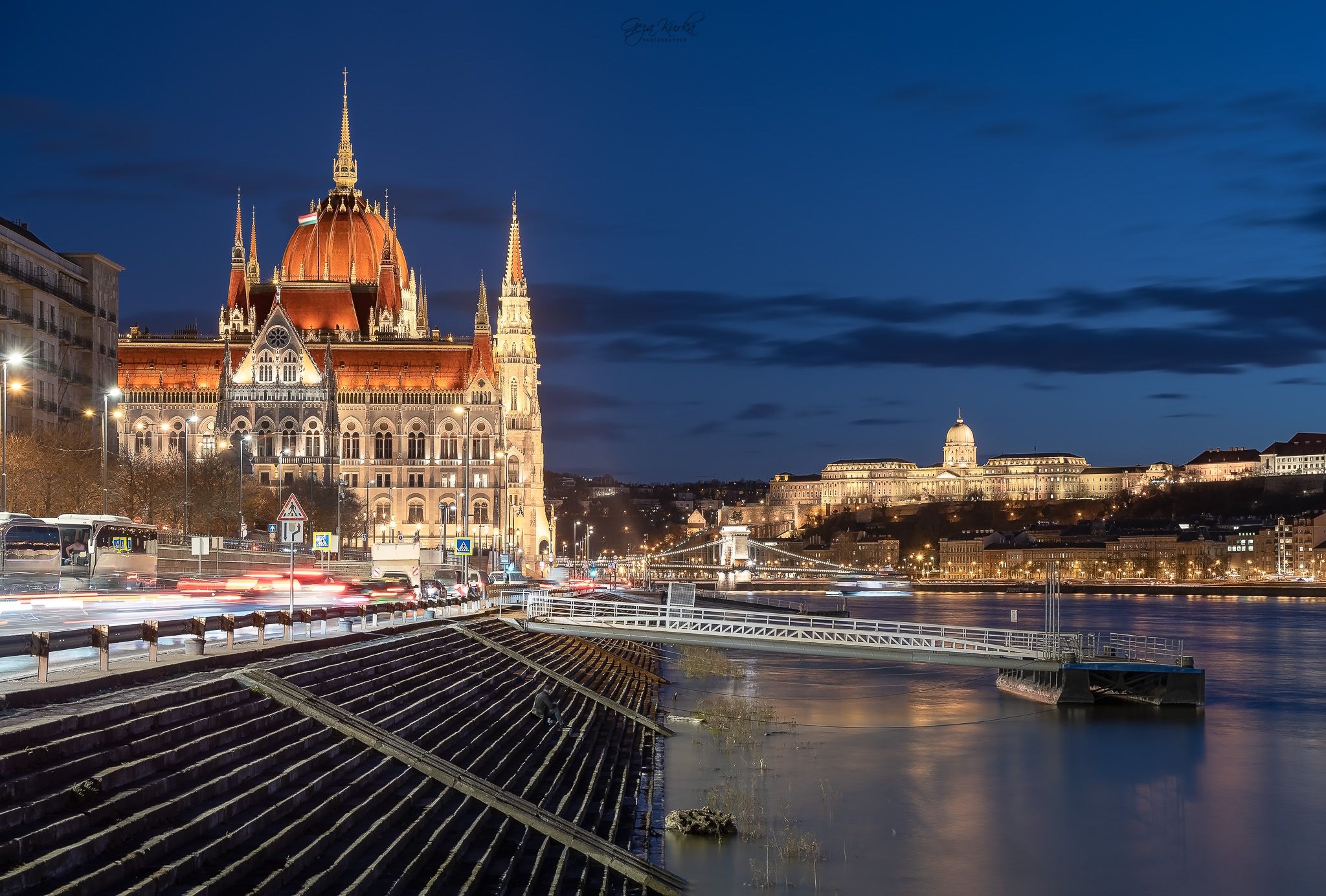 Budapest night cityscape, Hungary