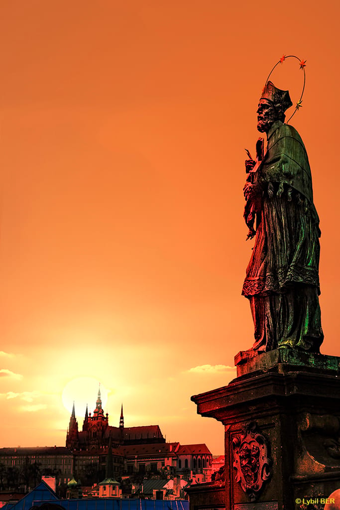 Statue of St. John of Nepomuk, Charles Bridge, Prague, Czech Republic