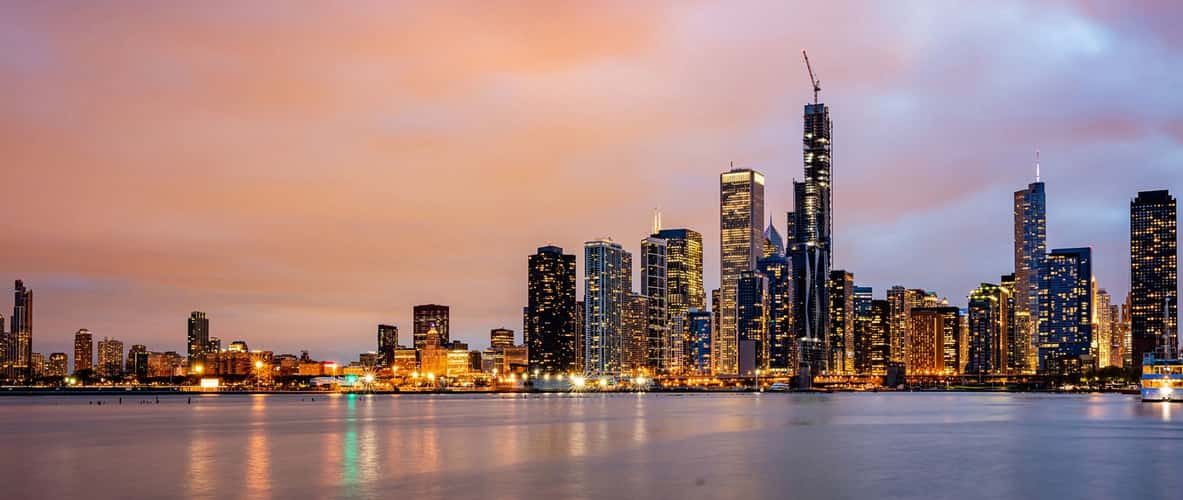 Chicago Skyline from Navy Pier Terminal Building