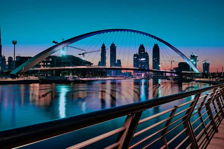 Dubai Water Canal with the Tolerance Bridge