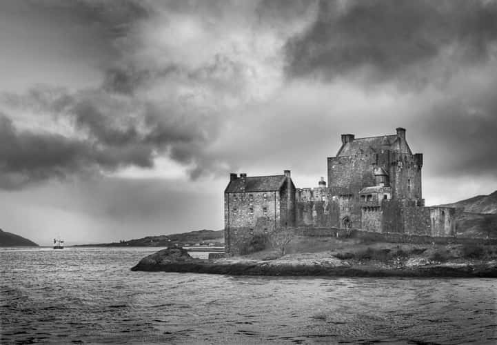 Side view of Eilean Donan Castle, Scotland