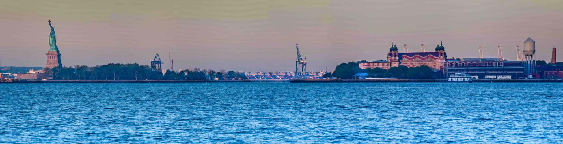 Ellis Island & Statue of Liberty Pano New York