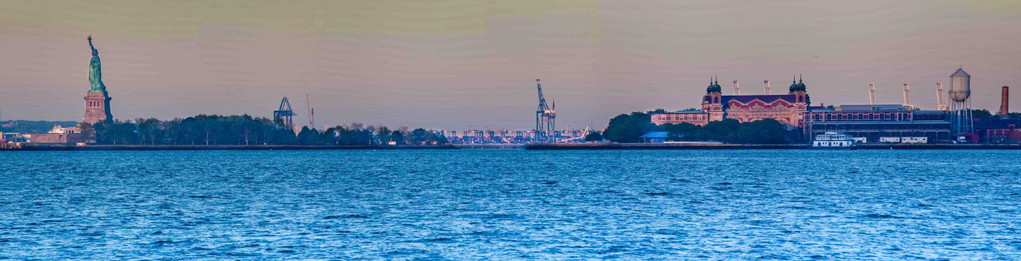 Ellis Island & Statue of Liberty Pano New York, USA