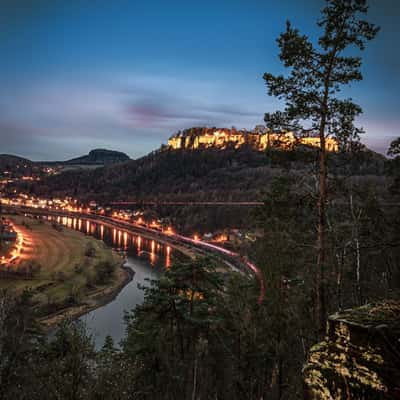 Fortress of Königstein overlooking the Elbe, Germany