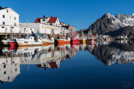 Classic harbour view of Henningsvær