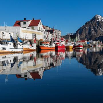 Classic harbour view of Henningsvær, Norway