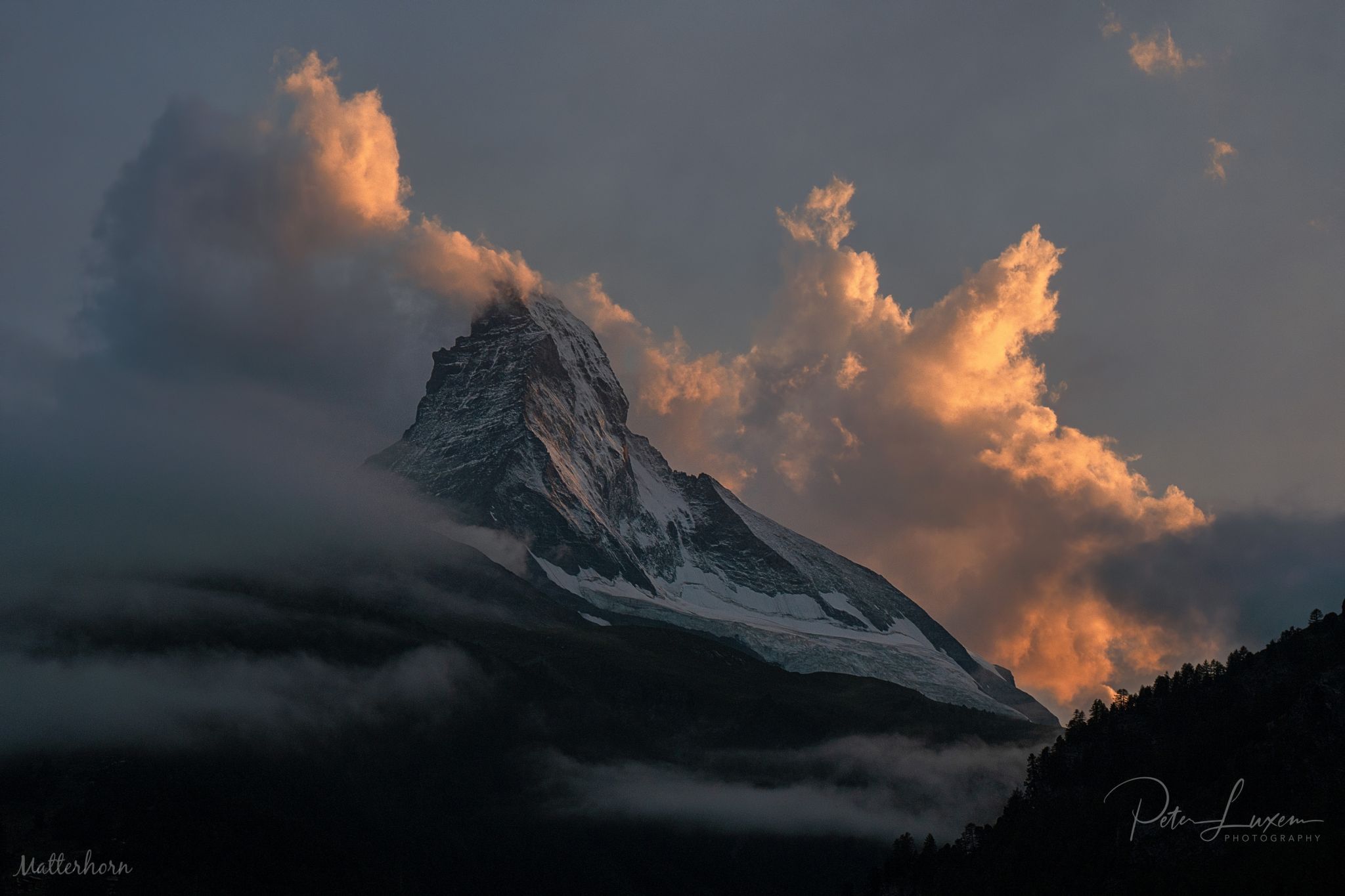 Matterhorn from Winkelmatten part in Zermatt, Switzerland