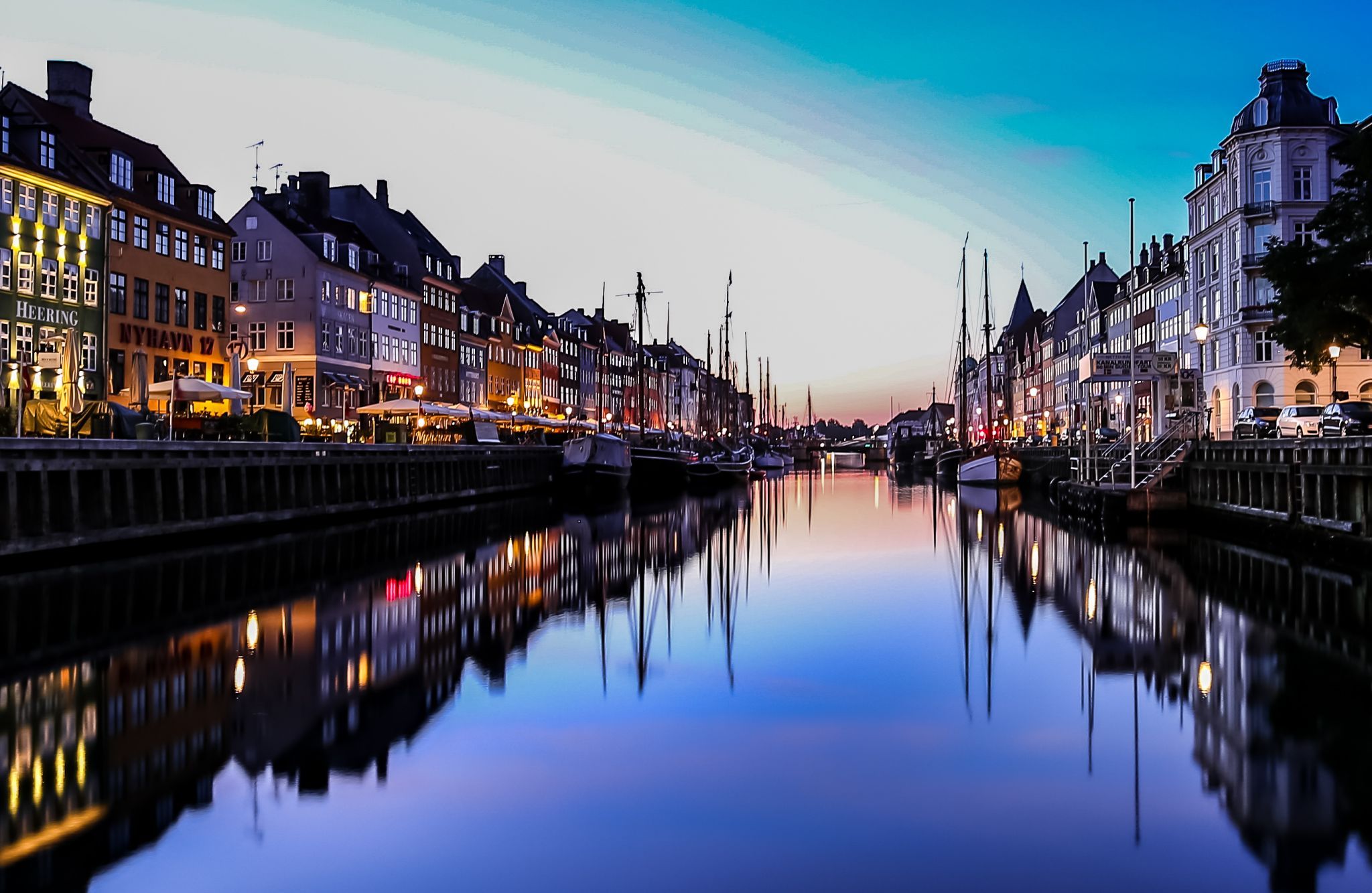 Sunrise in Nyhavn, Copenhagen, Denmark