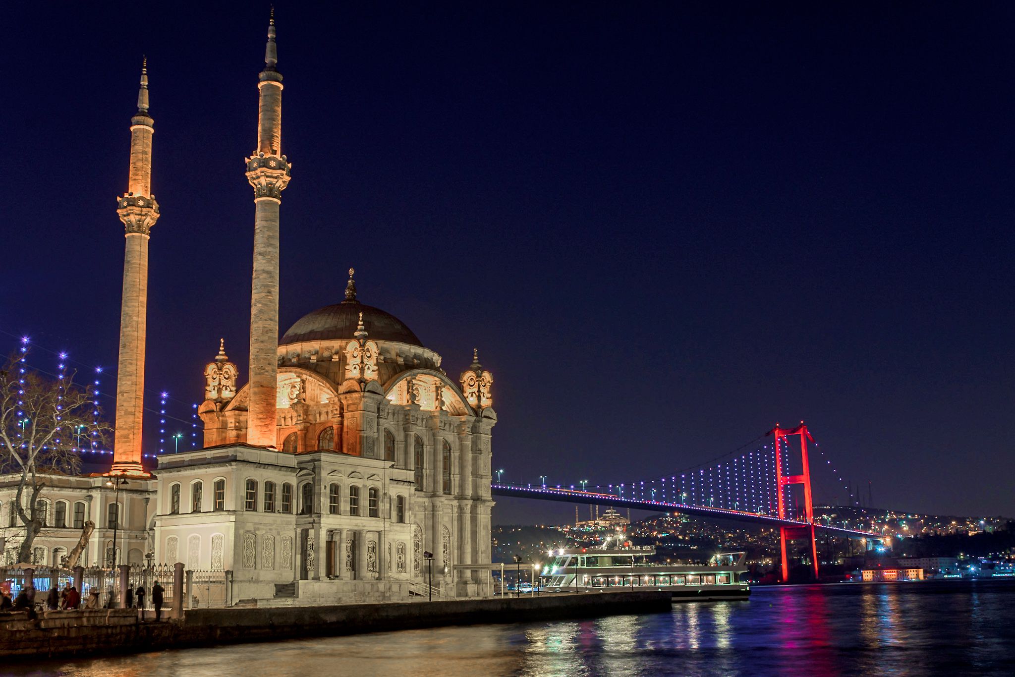 Ortakoy Mosque with Bosphorus Bridge, Turkey (Türkiye)