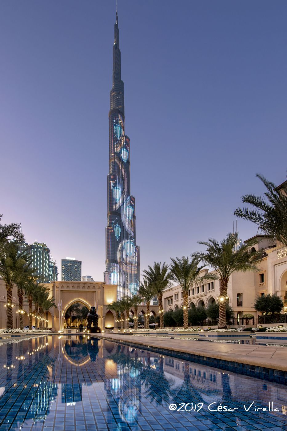 Palace Pool with Burj Khalifa, Dubai, United Arab Emirates